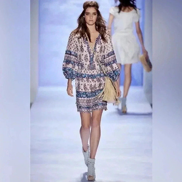 Rebecca Taylor Dress Sz 10 Silk Mini Bohemian Rave Mini Runway - Picture 4 of 12